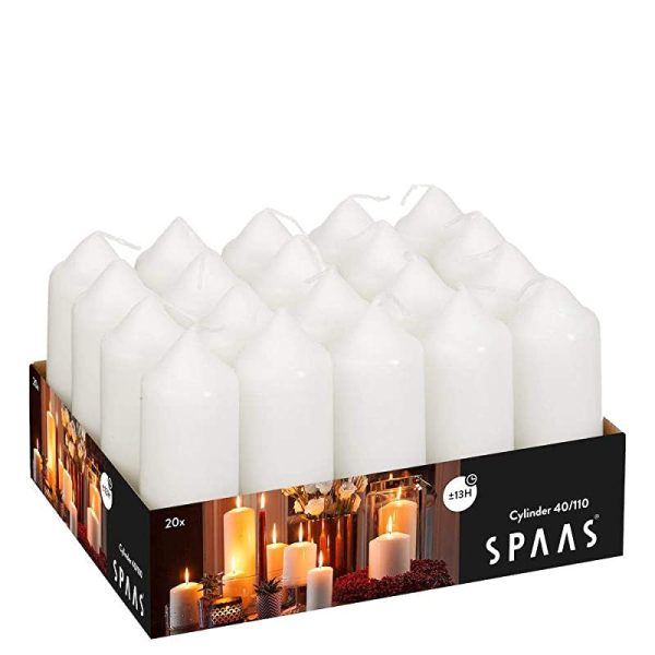 Spaas Bandeja de 20 velas sin perfume 40 110 mm, 13 horas, color blanco Embalaje Deteriorado For Sale