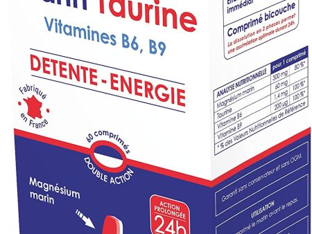 Magnesio Marino Taurina Tableta de doble acción Relajación y energía 300 mg +Vitamina B6 y B9 + Taurina 30 tabletas (Próxima Caducidad) Embalaje Deteriorado Online Hot Sale