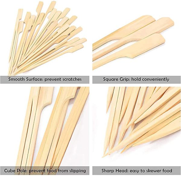 100 palitos de bambú para cócteles yakitori, brochetas de barbacoa, brochetas planas de bambú para barbacoa, kebabs, frutas, cóctel sándwich, fiesta de bufés, mini (9 cm) Reacondicionado Online now