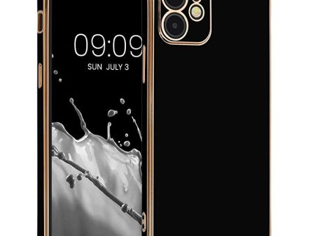 Kwmobile Carcasa Compatible con Apple iPhone 12 - Funda de TPU con Brillo y Bordes Metalizados - Negro Embalaje Deteriorado Hot on Sale